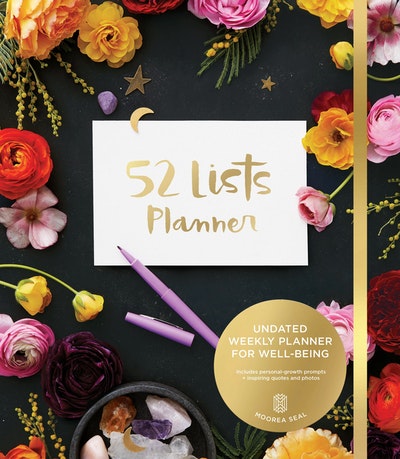 52 Lists Planner (Black Floral) Undated Monthly/Weekly Planner with Prompts for Well-Being, Reflection, Personal Growth, and Daily Gratitude