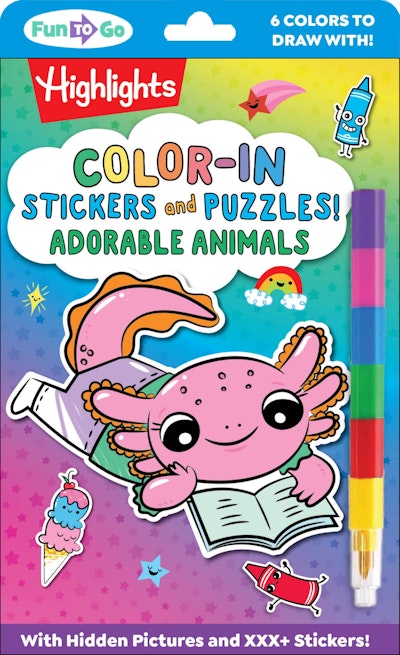 Color-In Stickers and Puzzles! Adorable Animals